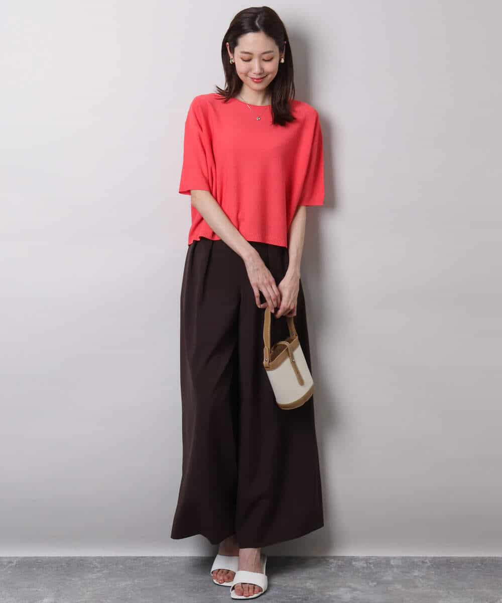 FKLHA68160 MK MICHEL KLEIN(MK ミッシェルクラン) 2タックワイドパンツ/洗える ベージュ