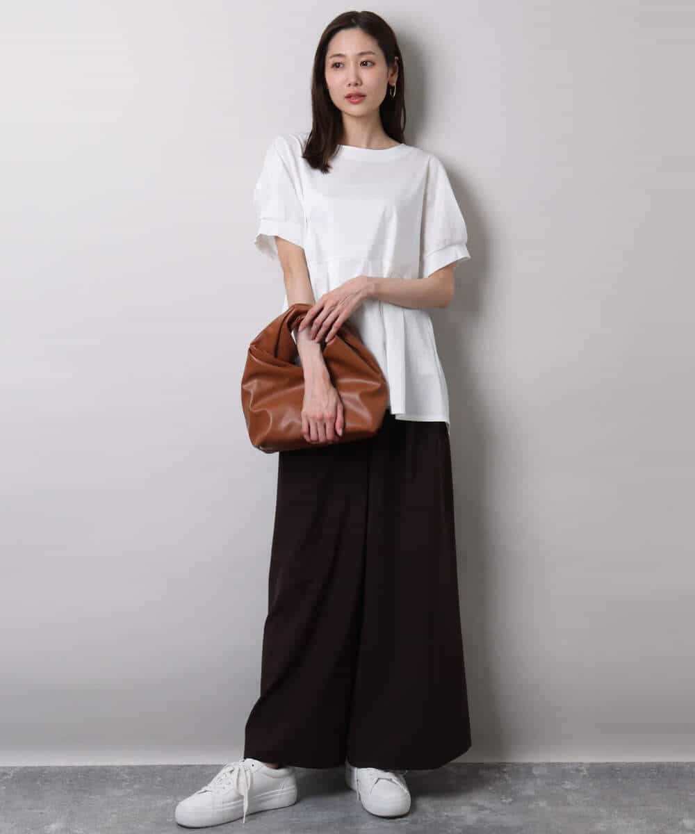 FKLHA68160 MK MICHEL KLEIN(MK ミッシェルクラン) 2タックワイドパンツ/洗える ベージュ