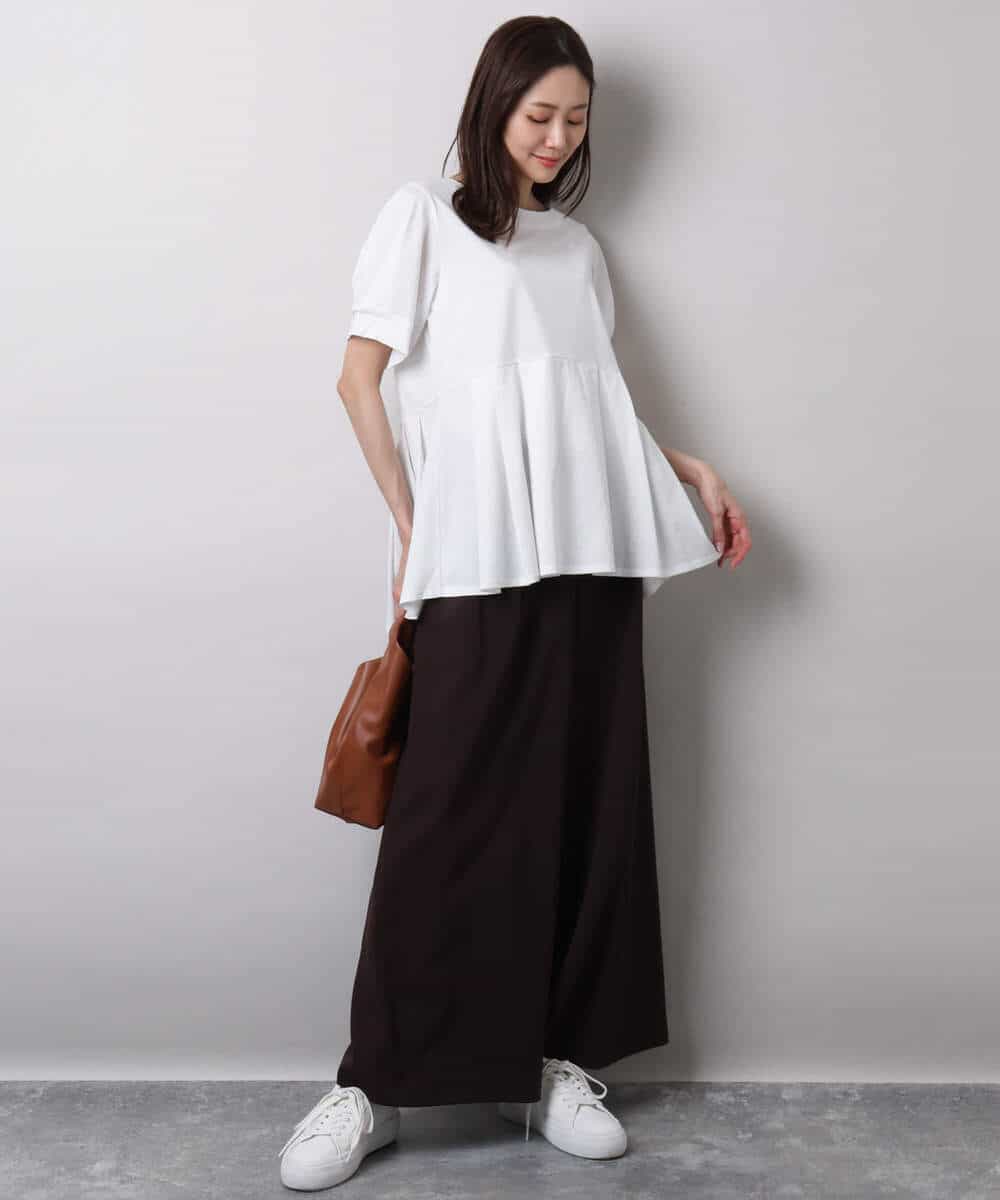 FKLHA68160 MK MICHEL KLEIN(MK ミッシェルクラン) 2タックワイドパンツ/洗える ベージュ
