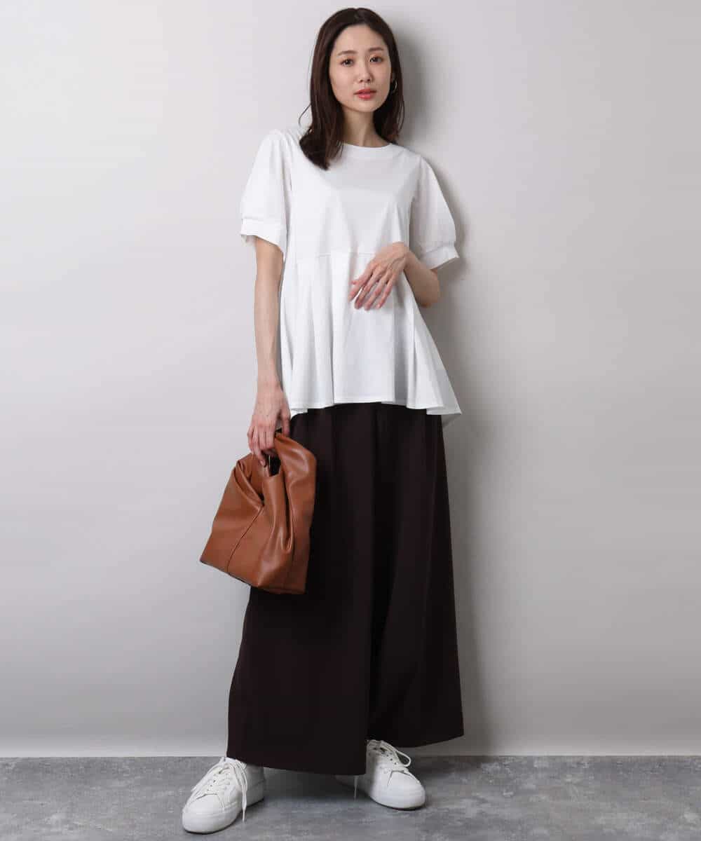 FKLHA68160 MK MICHEL KLEIN(MK ミッシェルクラン) 2タックワイドパンツ/洗える ベージュ