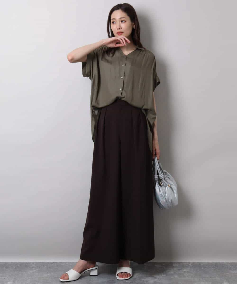 FKLHA68160 MK MICHEL KLEIN(MK ミッシェルクラン) 2タックワイドパンツ/洗える ベージュ