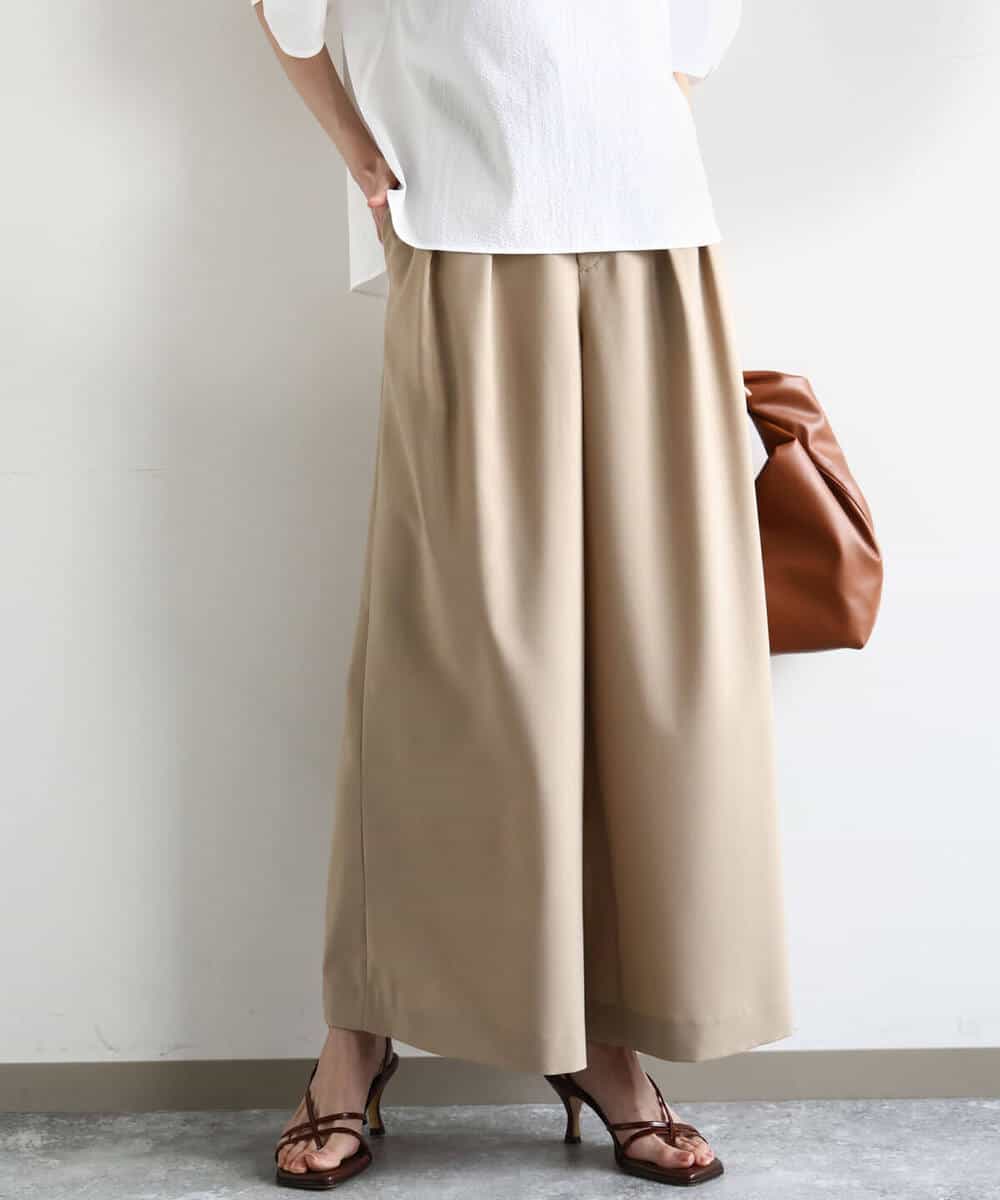FKLHA68160 MK MICHEL KLEIN(MK ミッシェルクラン) 2タックワイドパンツ/洗える ベージュ