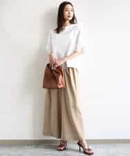 FKLHA68160 MK MICHEL KLEIN(MK ミッシェルクラン) 2タックワイドパンツ/洗える ベージュ