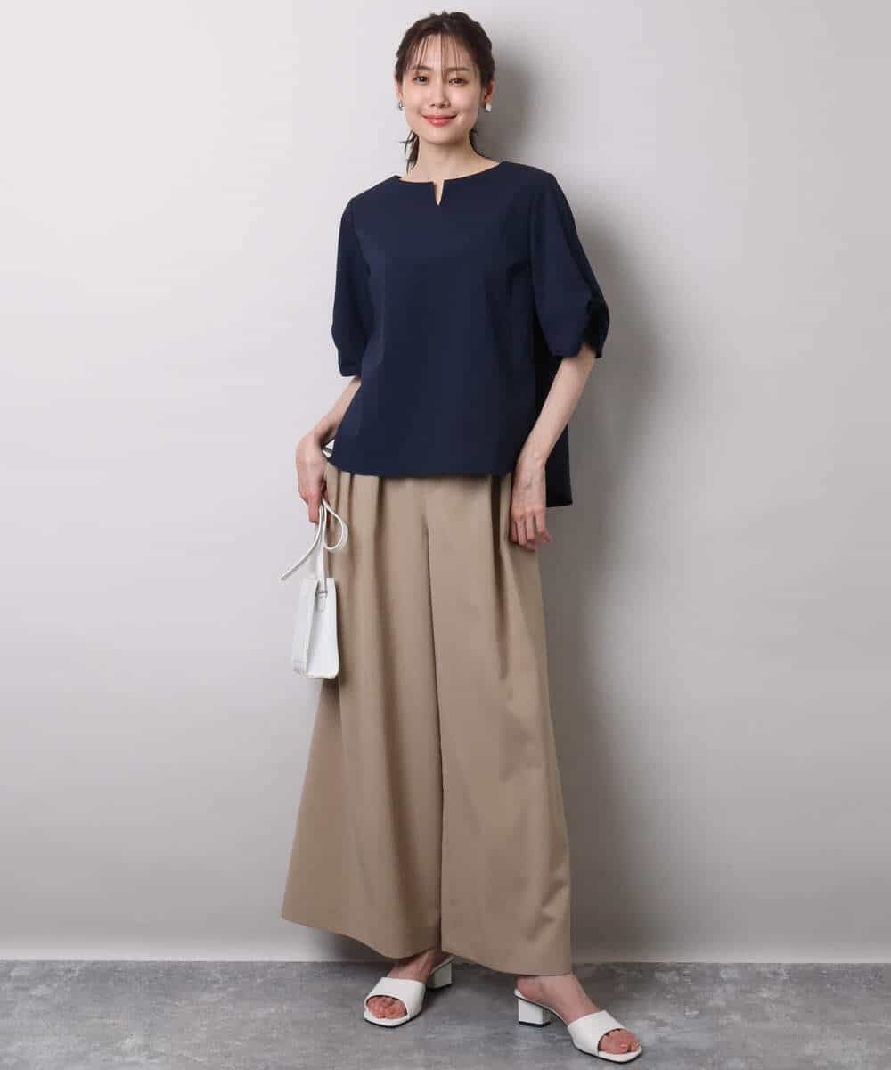 FKLHA68160 MK MICHEL KLEIN(MK ミッシェルクラン) 2タックワイドパンツ/洗える ベージュ