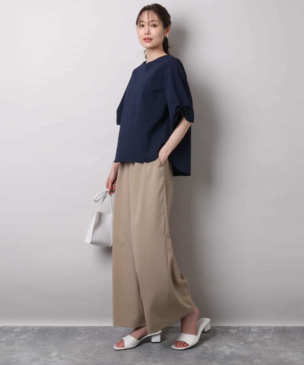 FKLHA68160 MK MICHEL KLEIN(MK ミッシェルクラン) 2タックワイドパンツ/洗える ベージュ
