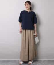 FKLHA68160 MK MICHEL KLEIN(MK ミッシェルクラン) 2タックワイドパンツ/洗える ベージュ