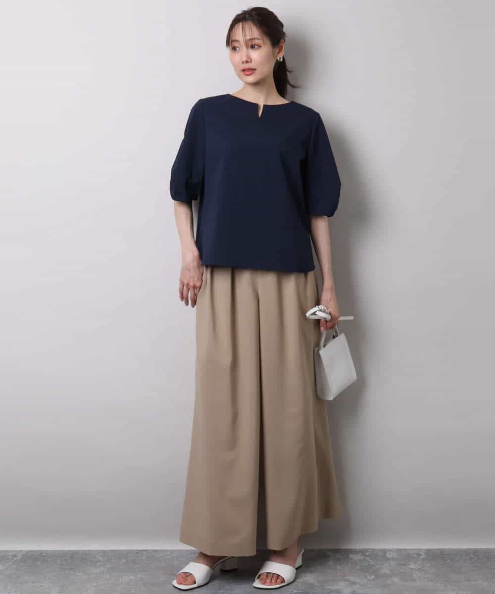 FKLHA68160 MK MICHEL KLEIN(MK ミッシェルクラン) 2タックワイドパンツ/洗える ベージュ