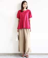 FKLHA68160 MK MICHEL KLEIN(MK ミッシェルクラン) 2タックワイドパンツ/洗える ベージュ