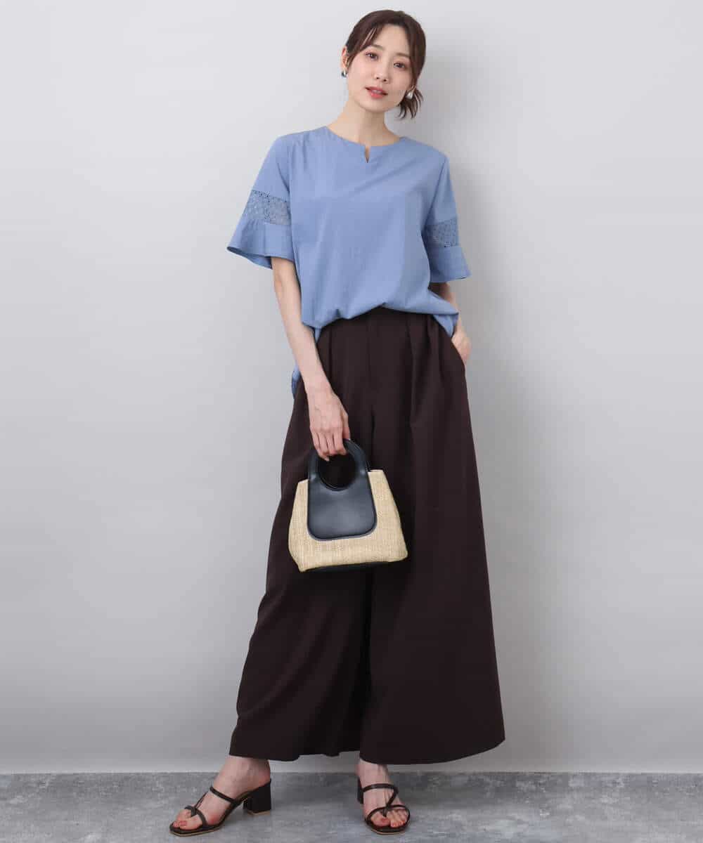 FKLHA68160 MK MICHEL KLEIN(MK ミッシェルクラン) 2タックワイドパンツ/洗える ベージュ
