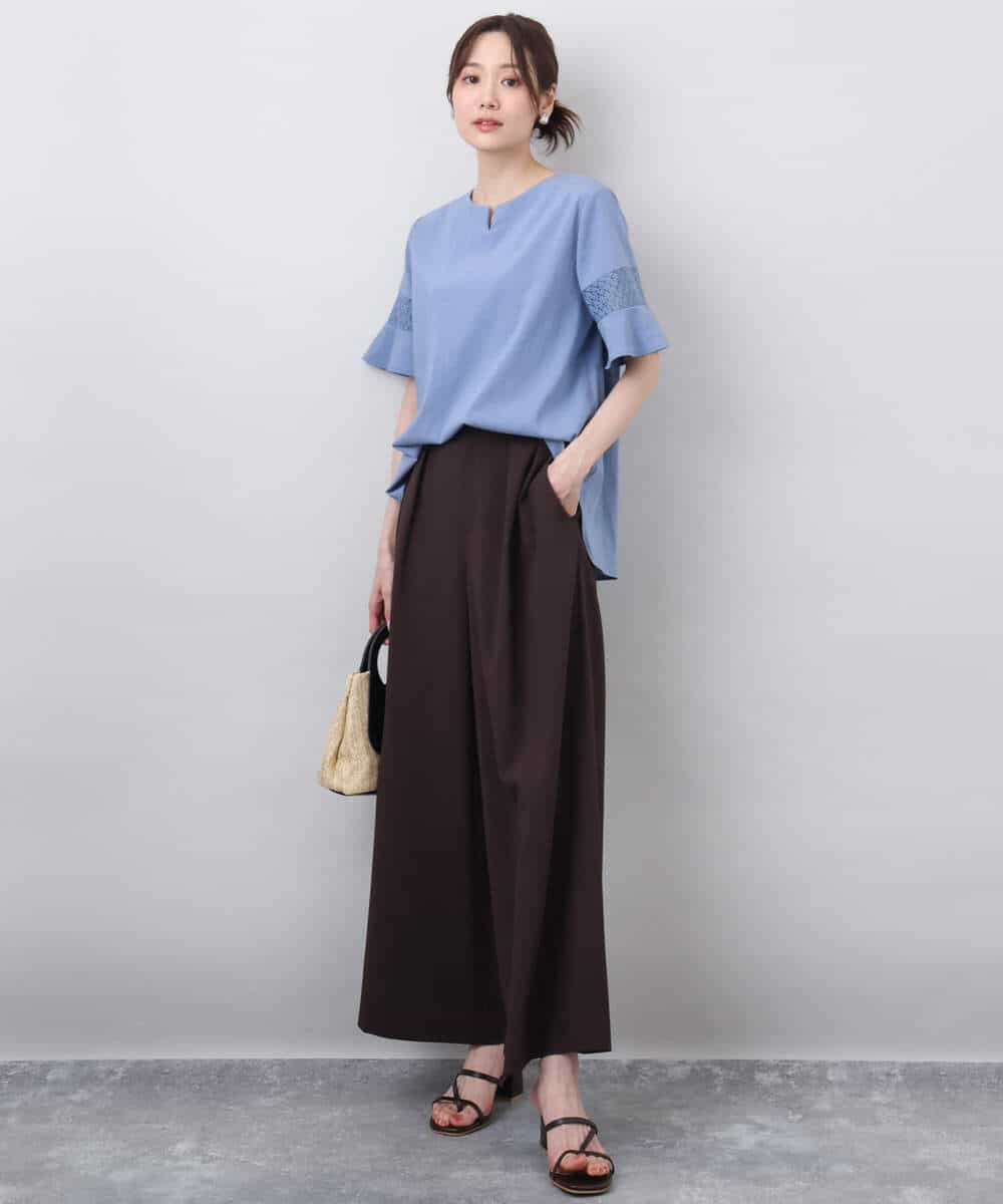 FKLHA68160 MK MICHEL KLEIN(MK ミッシェルクラン) 2タックワイドパンツ/洗える ベージュ