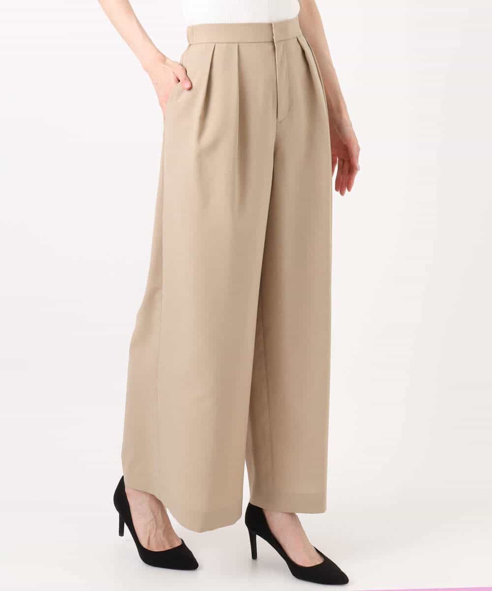 FKLHA68160 MK MICHEL KLEIN(MK ミッシェルクラン) 2タックワイドパンツ/洗える ベージュ