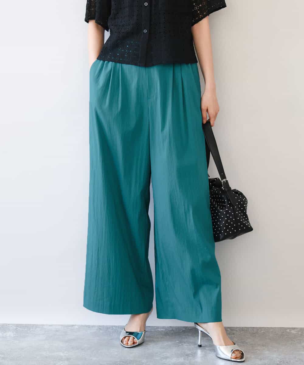 FKLHD60150 MK MICHEL KLEIN(MK ミッシェルクラン) [接触冷感/洗える]リラクシーワイドパンツ グリーン