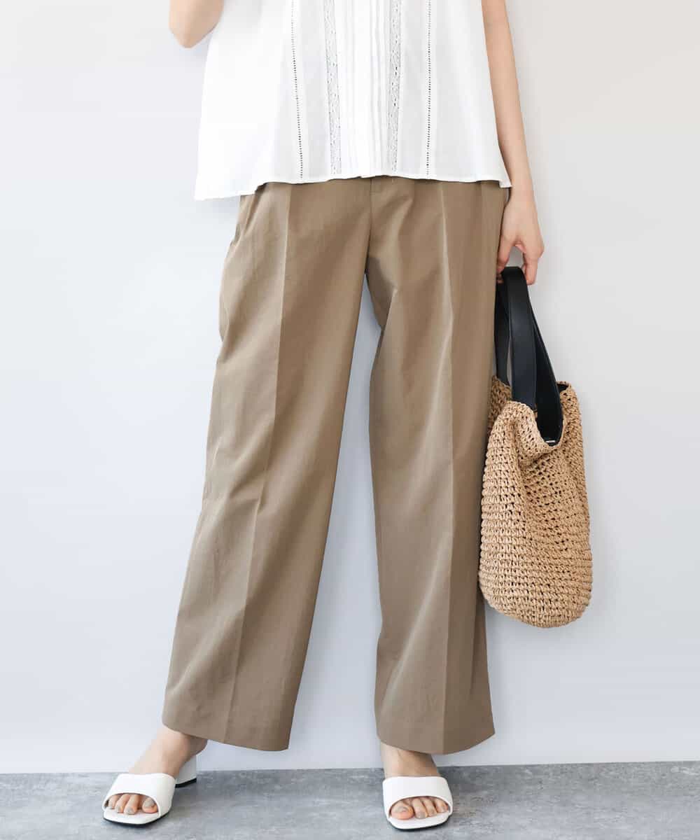 FKLHD61160 MK MICHEL KLEIN(MK ミッシェルクラン) [接触冷感/洗える]バレル風シルエットストレッチパンツ モカカーキ