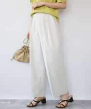 FKLHD61160 MK MICHEL KLEIN(MK ミッシェルクラン) [接触冷感/洗える]バレル風シルエットストレッチパンツ ベージュ