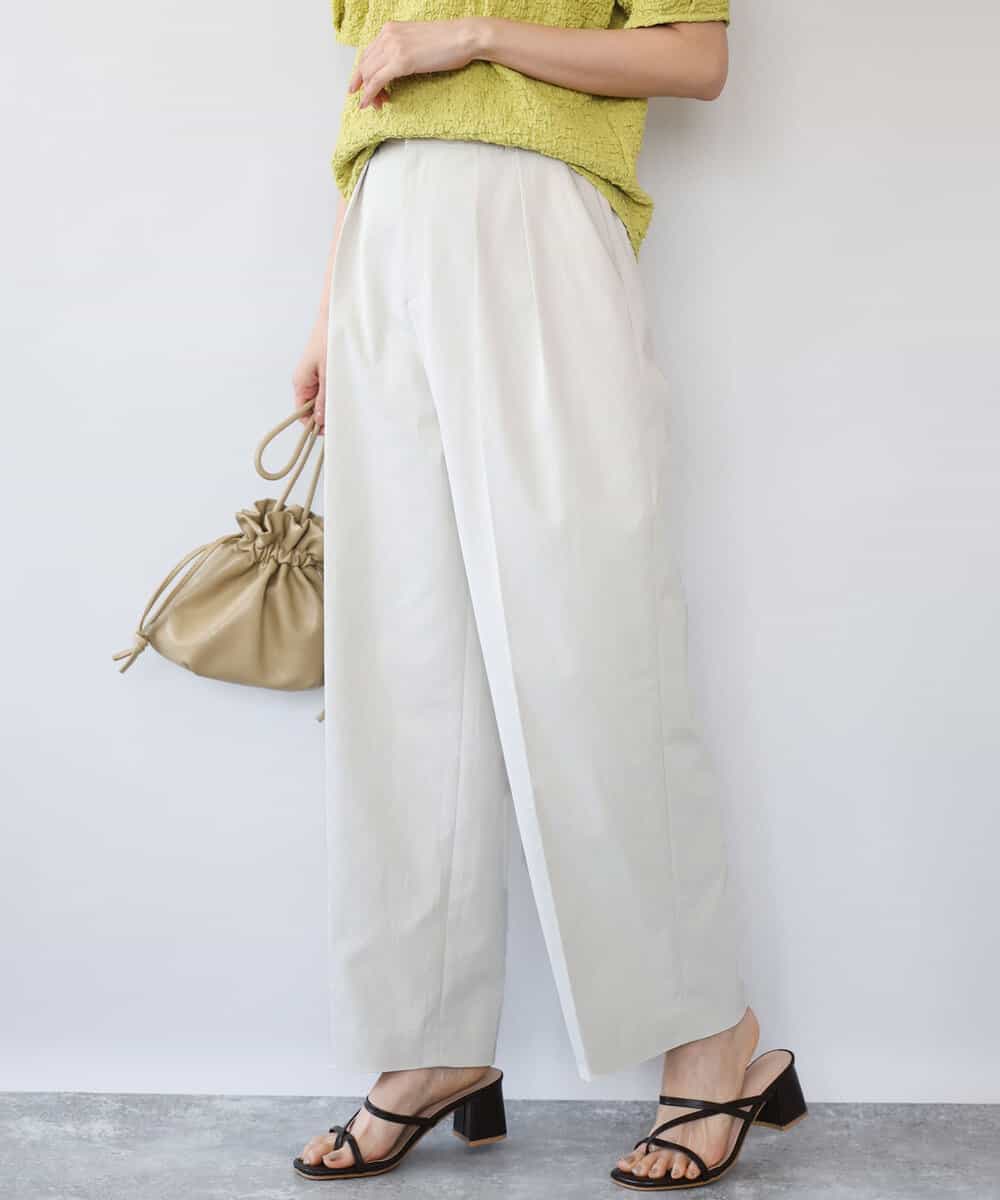 FKLHD61160 MK MICHEL KLEIN(MK ミッシェルクラン) [接触冷感/洗える]バレル風シルエットストレッチパンツ ベージュ