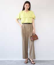 FKLHD61160 MK MICHEL KLEIN(MK ミッシェルクラン) [接触冷感/洗える]バレル風シルエットストレッチパンツ ベージュ