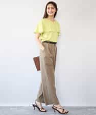 FKLHD61160 MK MICHEL KLEIN(MK ミッシェルクラン) [接触冷感/洗える]バレル風シルエットストレッチパンツ ベージュ