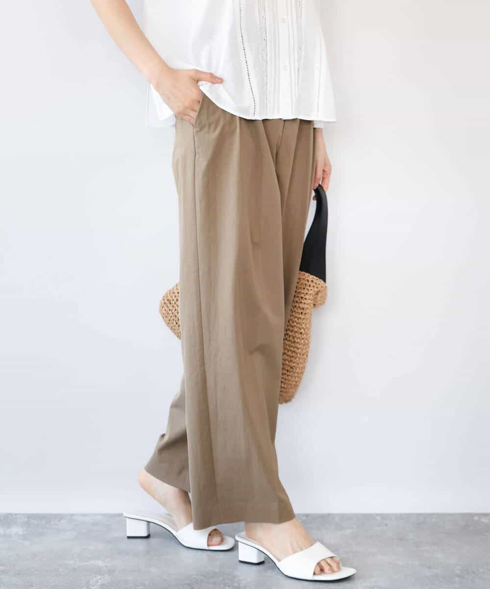 FKLHD61160 MK MICHEL KLEIN(MK ミッシェルクラン) [接触冷感/洗える]バレル風シルエットストレッチパンツ ベージュ