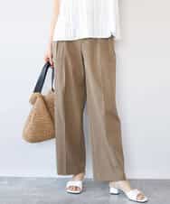 FKLHD61160 MK MICHEL KLEIN(MK ミッシェルクラン) [接触冷感/洗える]バレル風シルエットストレッチパンツ ベージュ