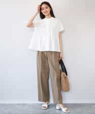 FKLHD61160 MK MICHEL KLEIN(MK ミッシェルクラン) [接触冷感/洗える]バレル風シルエットストレッチパンツ ベージュ