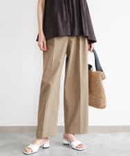 FKLHD61160 MK MICHEL KLEIN(MK ミッシェルクラン) [接触冷感/洗える]バレル風シルエットストレッチパンツ ベージュ