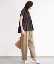 FKLHD61160 MK MICHEL KLEIN(MK ミッシェルクラン) [接触冷感/洗える]バレル風シルエットストレッチパンツ ベージュ