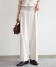 FKLHD61160 MK MICHEL KLEIN(MK ミッシェルクラン) [接触冷感/洗える]バレル風シルエットストレッチパンツ ベージュ
