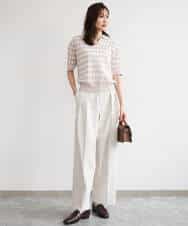 FKLHD61160 MK MICHEL KLEIN(MK ミッシェルクラン) [接触冷感/洗える]バレル風シルエットストレッチパンツ ベージュ