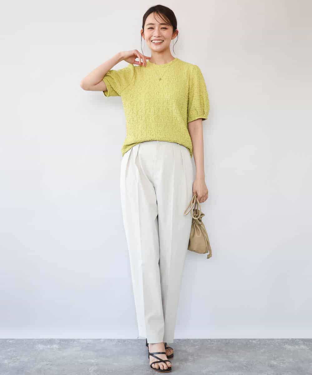 FKLHD61160 MK MICHEL KLEIN(MK ミッシェルクラン) [接触冷感/洗える]バレル風シルエットストレッチパンツ ベージュ