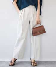 FKLHD61160 MK MICHEL KLEIN(MK ミッシェルクラン) [接触冷感/洗える]バレル風シルエットストレッチパンツ ベージュ