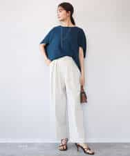 FKLHD61160 MK MICHEL KLEIN(MK ミッシェルクラン) [接触冷感/洗える]バレル風シルエットストレッチパンツ ベージュ