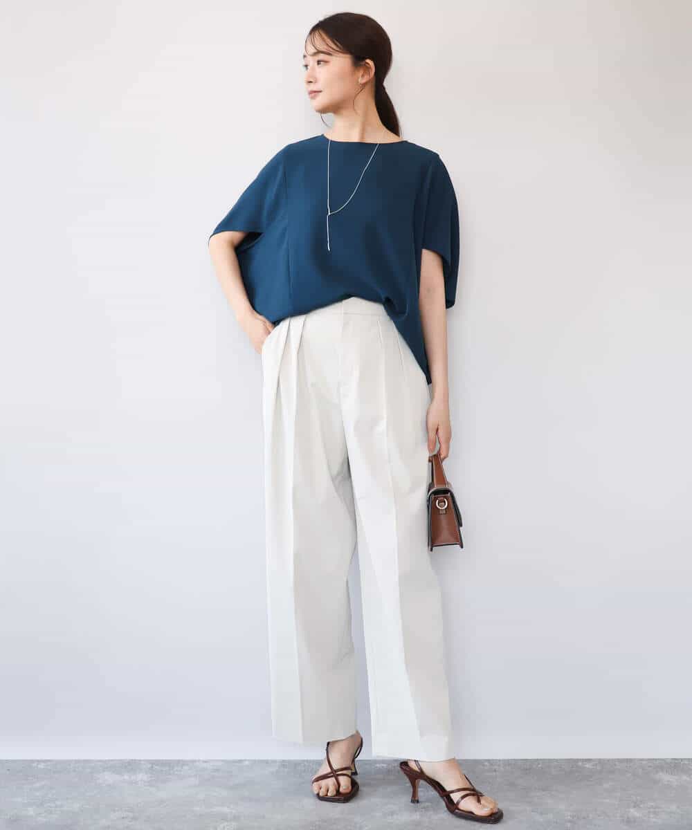 FKLHD61160 MK MICHEL KLEIN(MK ミッシェルクラン) [接触冷感/洗える]バレル風シルエットストレッチパンツ ベージュ