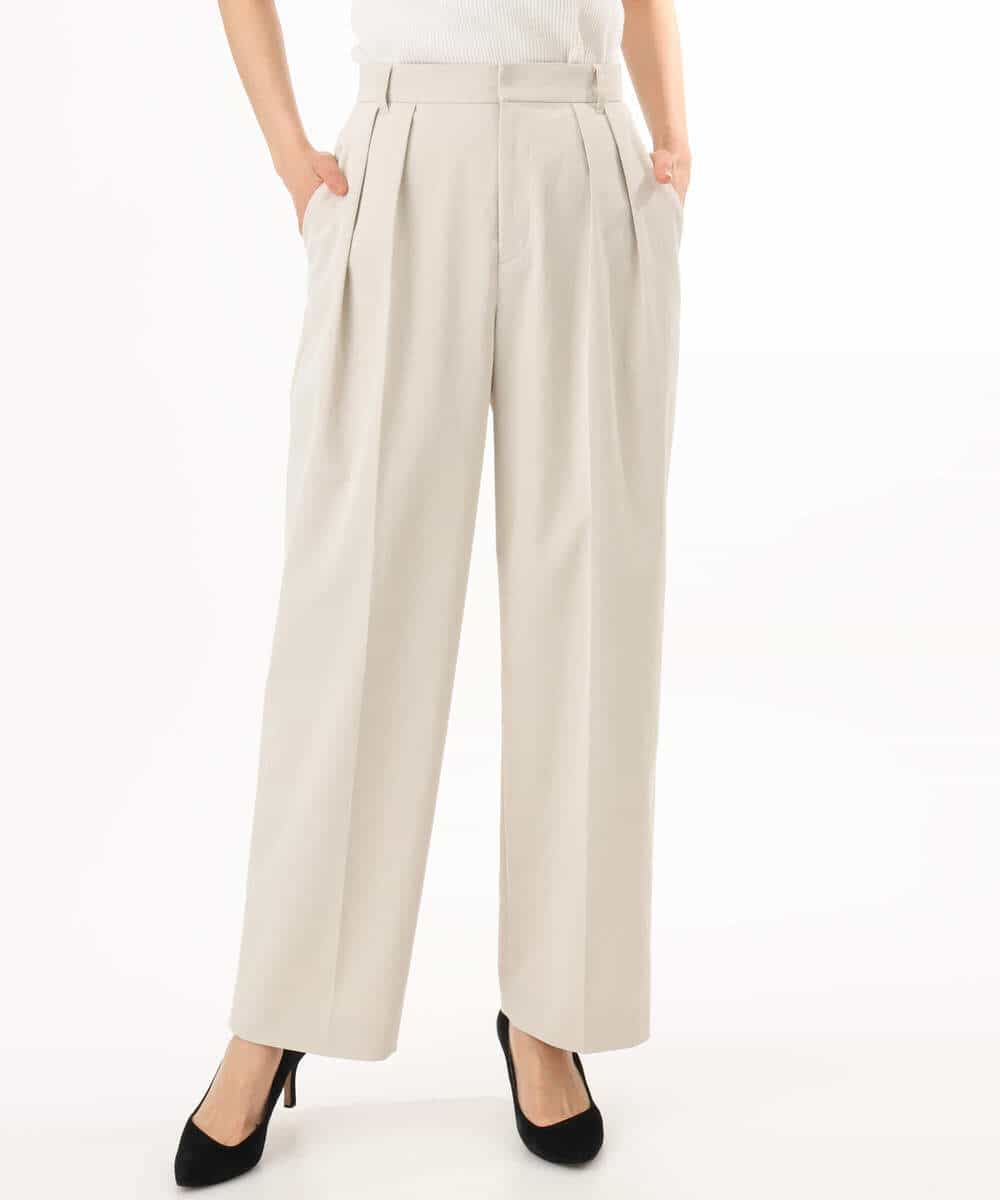 FKLHD61160 MK MICHEL KLEIN(MK ミッシェルクラン) [接触冷感/洗える]バレル風シルエットストレッチパンツ ベージュ