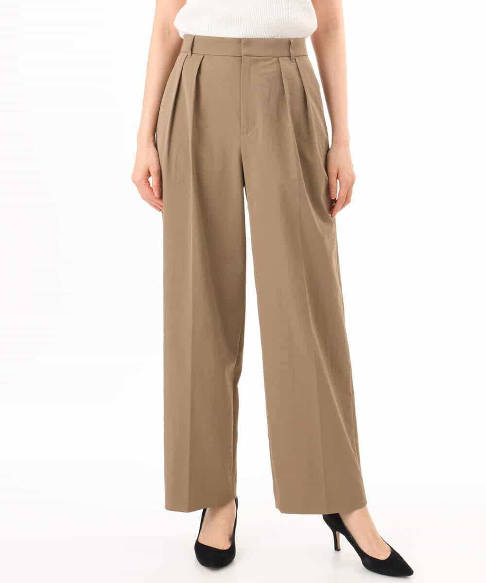 FKLHD61160 MK MICHEL KLEIN(MK ミッシェルクラン) [接触冷感/洗える]バレル風シルエットストレッチパンツ ベージュ