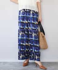 FKLHD62180 MK MICHEL KLEIN(MK ミッシェルクラン) [接触冷感/洗える]アートプリント ワイドパンツ グリーン