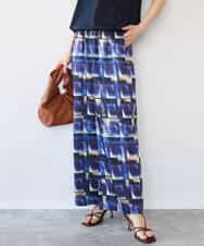 FKLHD62180 MK MICHEL KLEIN(MK ミッシェルクラン) [接触冷感/洗える]アートプリント ワイドパンツ グリーン