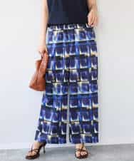 FKLHD62180 MK MICHEL KLEIN(MK ミッシェルクラン) [接触冷感/洗える]アートプリント ワイドパンツ グリーン