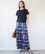 FKLHD62180 MK MICHEL KLEIN(MK ミッシェルクラン) [接触冷感/洗える]アートプリント ワイドパンツ グリーン