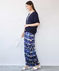 FKLHD62180 MK MICHEL KLEIN(MK ミッシェルクラン) [接触冷感/洗える]アートプリント ワイドパンツ グリーン