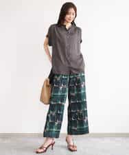 FKLHD62180 MK MICHEL KLEIN(MK ミッシェルクラン) [接触冷感/洗える]アートプリント ワイドパンツ グリーン