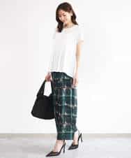 FKLHD62180 MK MICHEL KLEIN(MK ミッシェルクラン) [接触冷感/洗える]アートプリント ワイドパンツ グリーン