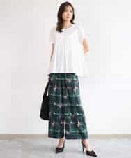 FKLHD62180 MK MICHEL KLEIN(MK ミッシェルクラン) [接触冷感/洗える]アートプリント ワイドパンツ グリーン