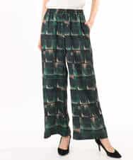 FKLHD62180 MK MICHEL KLEIN(MK ミッシェルクラン) [接触冷感/洗える]アートプリント ワイドパンツ グリーン