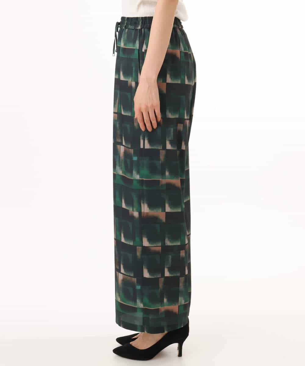 FKLHD62180 MK MICHEL KLEIN(MK ミッシェルクラン) [接触冷感/洗える]アートプリント ワイドパンツ グリーン