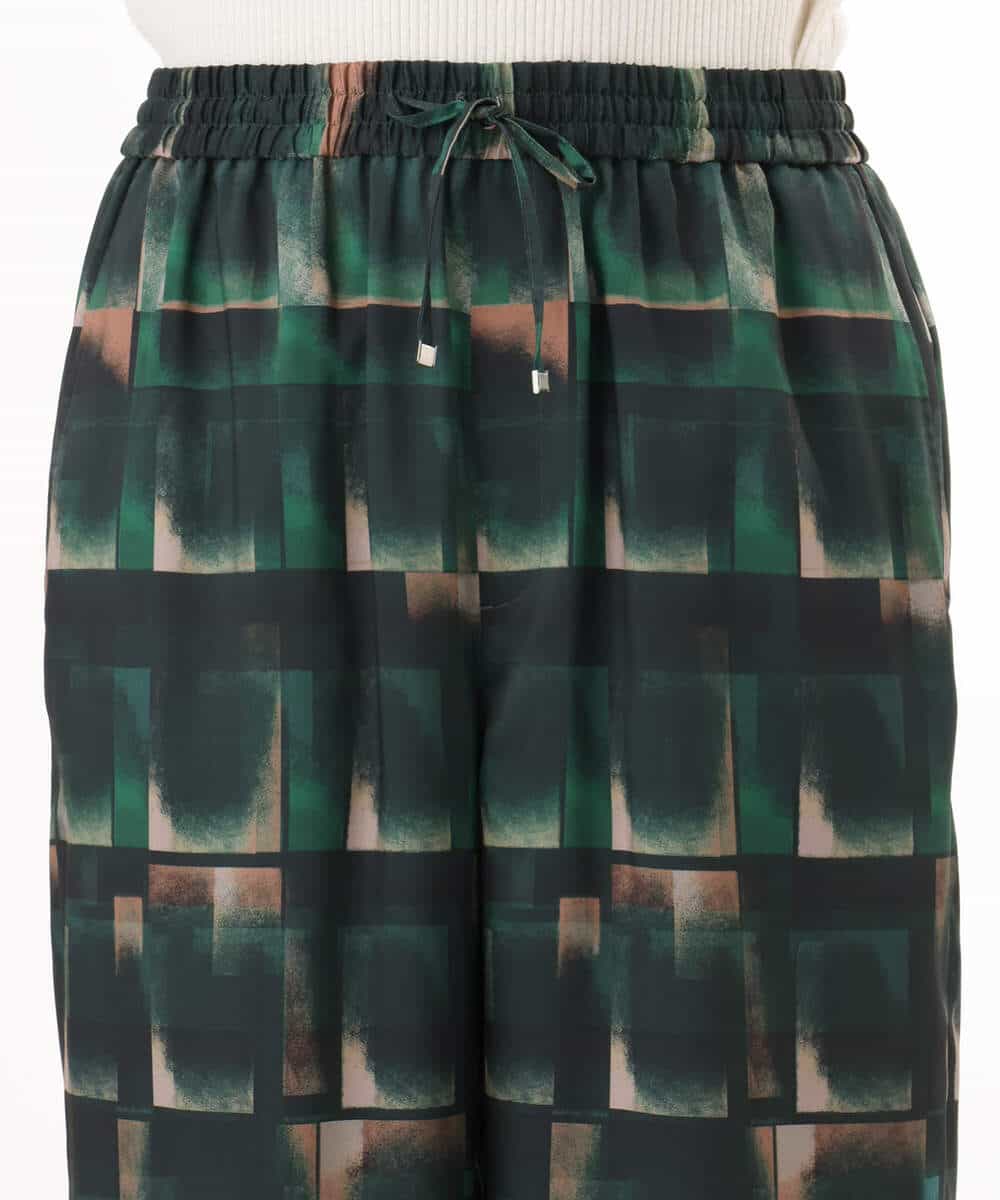 FKLHD62180 MK MICHEL KLEIN(MK ミッシェルクラン) [接触冷感/洗える]アートプリント ワイドパンツ グリーン