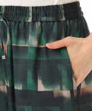 FKLHD62180 MK MICHEL KLEIN(MK ミッシェルクラン) [接触冷感/洗える]アートプリント ワイドパンツ グリーン