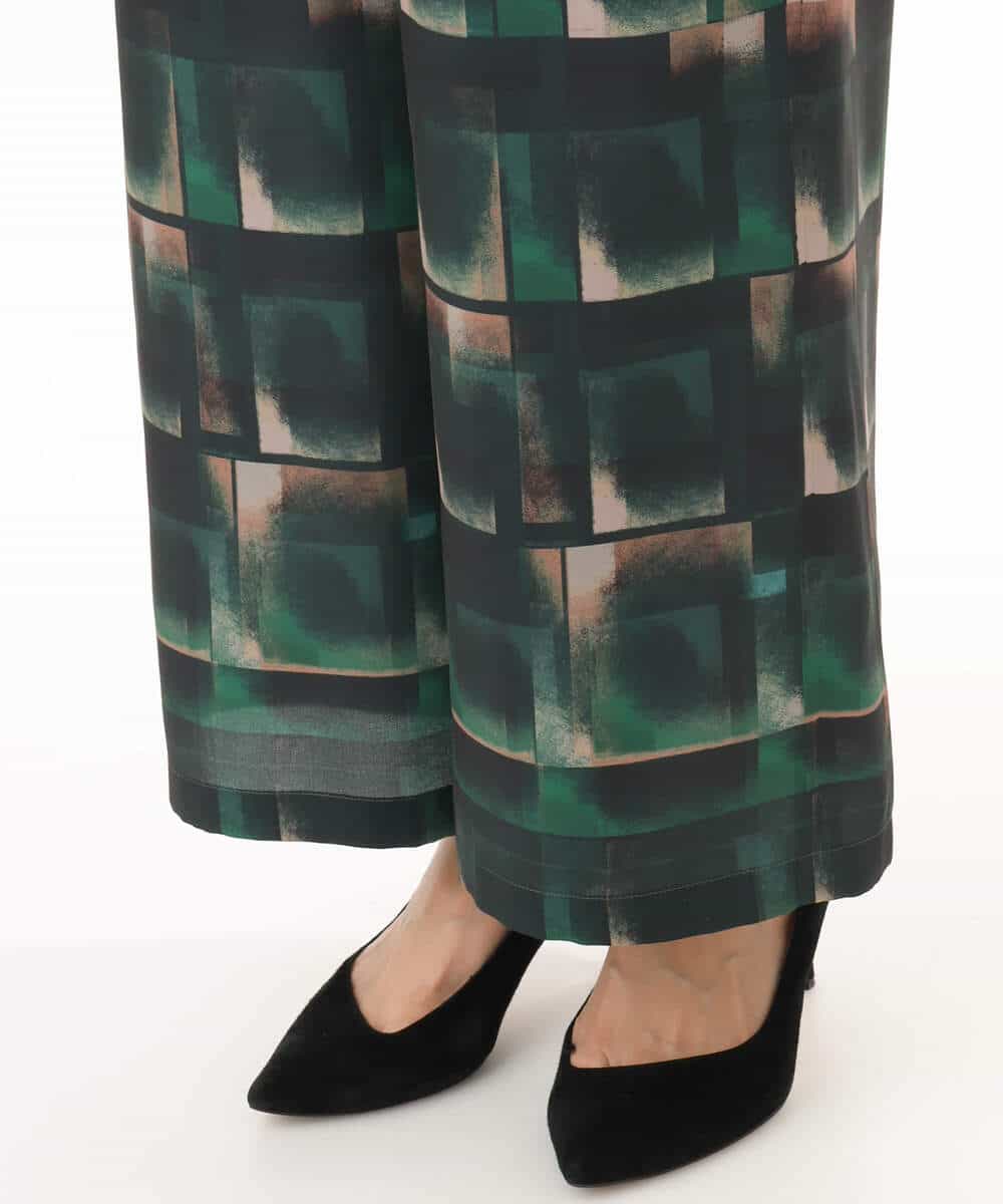 FKLHD62180 MK MICHEL KLEIN(MK ミッシェルクラン) [接触冷感/洗える]アートプリント ワイドパンツ グリーン