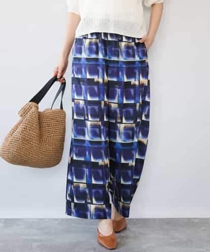 FKLHD62180 MK MICHEL KLEIN [接触冷感/洗える]アートプリント ワイドパンツ