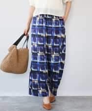 FKLHD62180 MK MICHEL KLEIN(MK ミッシェルクラン) [接触冷感/洗える]アートプリント ワイドパンツ ブルー