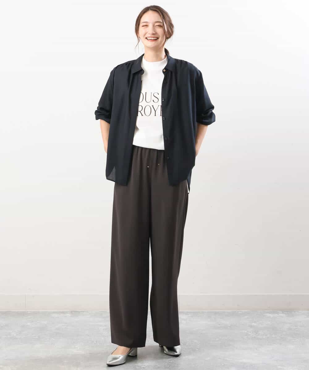 FKLIS10140 MK MICHEL KLEIN(MK ミッシェルクラン) リラクシーシルエットイージーワイドパンツ/洗える ブラウン